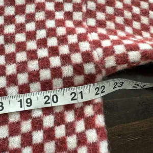 Madewell Checkerboard Jacquard Pullover Sweater S Alpaca Boxy Scarlet thumbnail 8