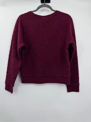 Patagonia Organic Cotton Quilt Crew Women M Chicory Red Quilted Sweatshirt‎ thumbnail 3