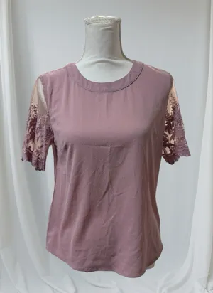 Lulus Lisa Marie Mauve embroidered sleeve blouse Size‎ Small thumbnail 1