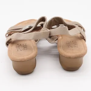 Naturalizer Sandals Womens 8.5M Galaxy Taupe Wedge Silver Ring Elastic Excellent thumbnail 5