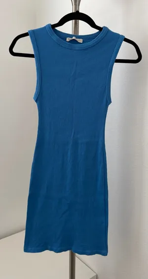 Pull&Bear Bright Blue Ribbed Sleeveless Mini Dress thumbnail 1