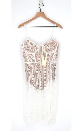 NEW For Love and Lemons Dakota Lace Midi Dress Bodysuit Sheer White Size M thumbnail 1