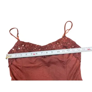 The Limited XS Brown Lace Trim Tank Top Spaghetti Strap Stretch Sequins Y2K 90s thumbnail 10