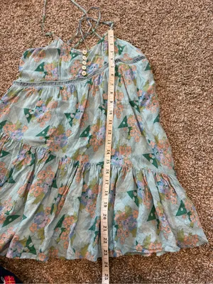 Urban Outfitters Georgia Tiered Mini Boho Floral Dress Blue Motif SZ XS thumbnail 3