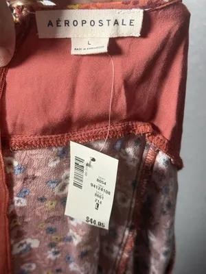 Aeropostale V-Neck Floral Mini Dress Large Orange Red Ditsy Flower Sundress thumbnail 6