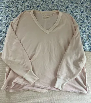 We The Free Venice V Neck Sweatshirt Light Pink S thumbnail 1