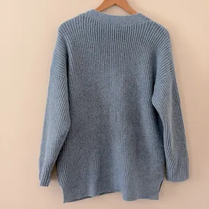 New Abercrombie & Fitch Chunky Knit Soft A&F Wool Blend Oversized Blue Size M thumbnail 6