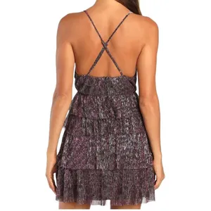 Lulus NWT Metallic Tiered Mini Dress thumbnail 2