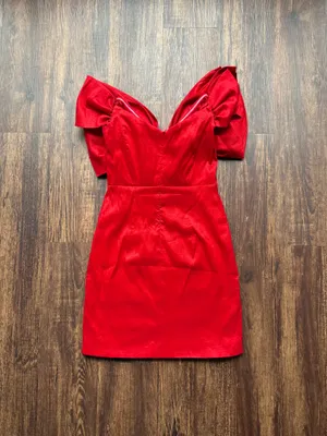 Women’s Bardot Red Bow Off The Shoulder Mini Dress in Fire Red - Size XS thumbnail 2