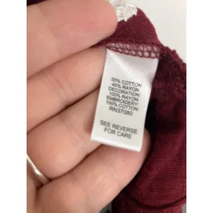 Cato Peasant Top Women L Burgundy Good Embroidered Tiered Babydoll Boho thumbnail 4