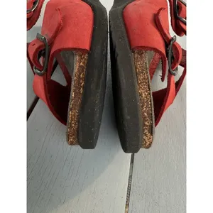 Mephisto Red Leather Nubuck Wedge Slide Sandals Shoes Womens Size EU 38 US 7 thumbnail 13