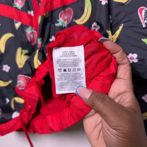 Nike Women Woven Jacket Mediun Black‎ Fruit Banana Strawberry Windbreaker thumbnail 5