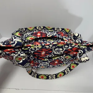 Vera Bradley Sierra Quilted Cotton Shoulder Bag Navy Red‎ Geometric Tote thumbnail 8