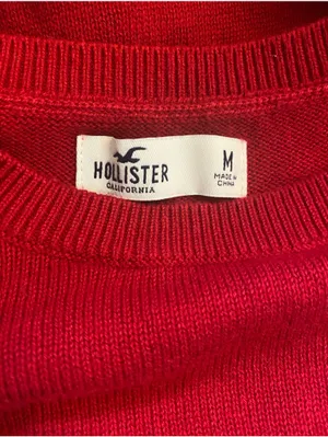 Hollister Red Preppy Cozy Academia Crewneck Knit Campus Sweater Fall Logo M thumbnail 5