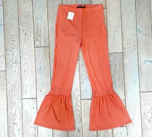 Urban Outfitters Ribbed Ruffle 2-Piece Set - Off-The-Shoulder & Flare Pants thumbnail 3