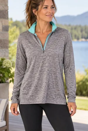 Nike Dri-FIT Element Women’s M Gray Teal Running 1/2 Zip Long Sleeve Pullover thumbnail 1