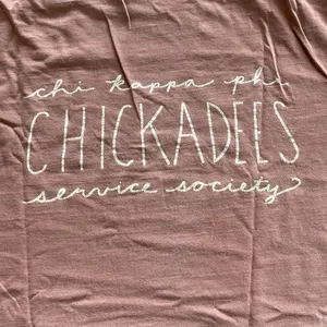 Comfort Colors Chi Kappa Phi Chickadees T-Shirt Bow Size Small Yam Brown EUC thumbnail 8