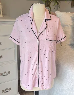 Pink Polka Dot Pajama Top Size M thumbnail 4