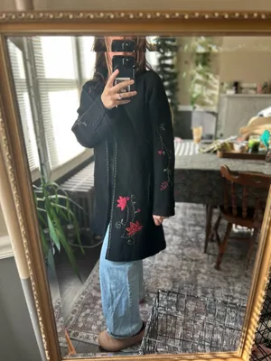 Nordic traders wool vintage floral jacket Black thumbnail 4