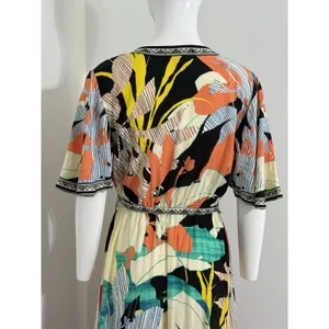 Flying Tomato Tropical Floral High Low Hem Midi Dress Plunge Neckline Size M thumbnail 9