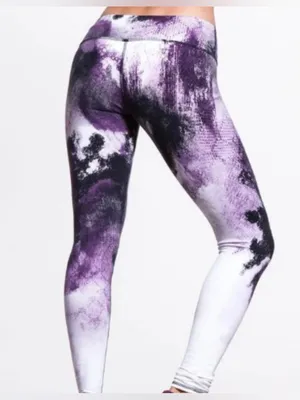 ALO Yoga Purple Black Abstract Tie Dye High Rise Leggings Size S thumbnail 9