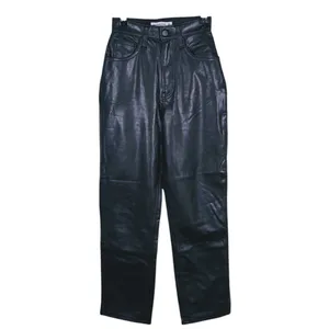 Abercrombie Curve Love Faux Leather Ankle Straight Pants Size 23 (000) Black thumbnail 2