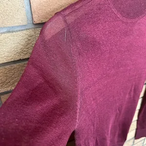 Rebecca Minkoff Adele Mock Neck Sweater Burgundy Glitter Mesh Long Sleeve Top S thumbnail 5