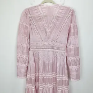 LoveShackFancy Ellitia Dress Victorian Lace Maxi Light Lilac Viscose US 0 NWT thumbnail 14