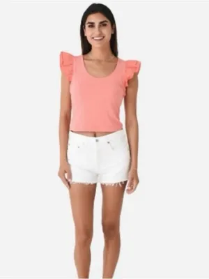 English Factory Salmon Ruffle Sleeve Scoop Neck Top thumbnail 2