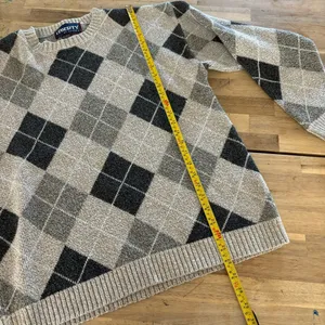 Vintage Liberty Beige & Black Argyle Sweater L thumbnail 4