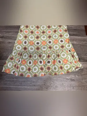 Universal Threads Olive Floral Print Midi Dress with Orange & White Accents thumbnail 7
