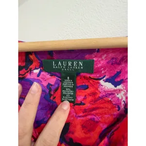 Lauren Ralph Lauren Pink Purple Floral Ruched V-Neck Sheath Dress Size 8 thumbnail 5