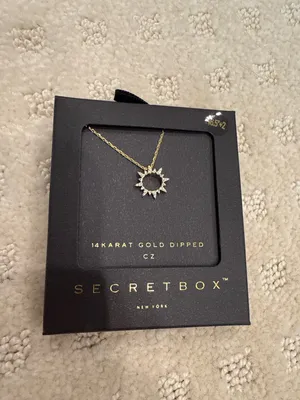 Secret Box New York 14K Gold Dipped CZ Sunburst Pendant Necklace NWT thumbnail 2