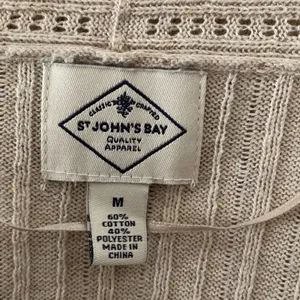 St Johns Bay Women’s Open Cardigan Sweater Size M Color Cream Long Sleeve Knit thumbnail 5