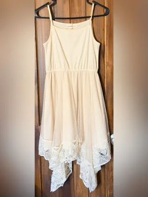 Altar'd State Cream Lace Handkerchief Hem Girls Dress thumbnail 3