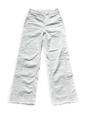 Sidefeel Women White Wide Leg Jeans High Waist Stretchy Raw Hem Denim Pants Sz 6 thumbnail 3