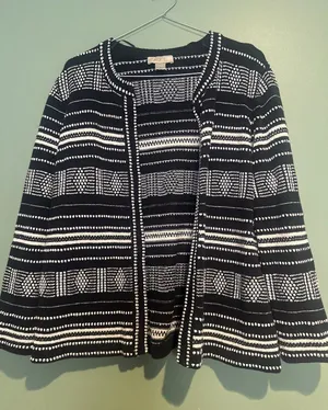 LOFT Outlet Cardigan Sweater Boho Textured Stripe Women's M Festival Cozy Fall thumbnail 1