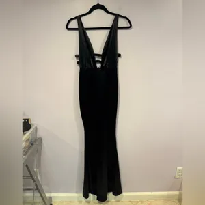 NWT Hello Molly Luxe Dance satin maxi dress‎ in black thumbnail 2