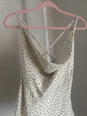 Anthropologie Conditions Apply Paulina Bias Cami Cream Polka Dot Cowl Neck Sz 1X thumbnail 4