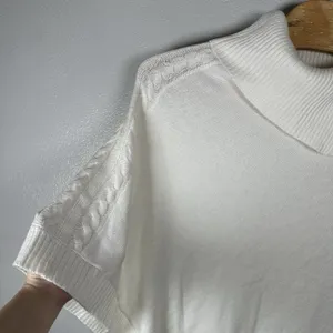Talbots Poncho Sweater Womens 1X Ivory Cream Oversized‎ Boxy Knit Mock Neck thumbnail 2