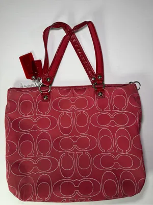 Coach Poppy Ruby Pink Signature C Canvas Tote (Style No. 15389) thumbnail 11
