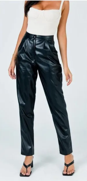 Princess Polly Love Club Black Faux Vegan Leather Straight Pants‎ Size 4 thumbnail 1