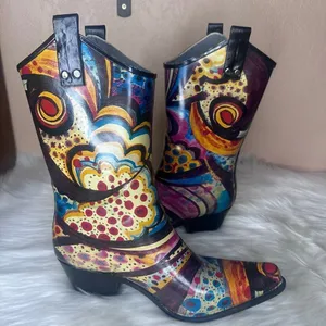 Nomad Yippy - Turquoise Monet Rubber Cowboy Boots Size 9 thumbnail 11
