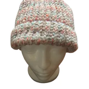 Handmade loom knitted multicolor adult beanie winter fashion thumbnail 1