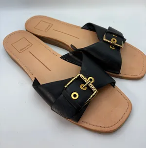 Dolce Vita Slide Sandals Women 8.5 Black Leather Buckle Flat Summer thumbnail 1