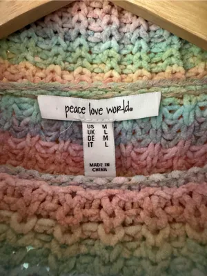 Peace Love World Pastel Striped Cowl Neck Sweater size medium thumbnail 3