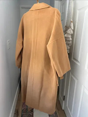 NWT Nap Loungewear Londyn Shawl Camel Tan 100% Merino Wool Oversized Long Coat S thumbnail 5