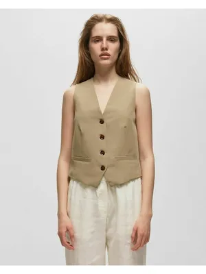 Samsoe Ramona Vest in Tan Medium Womens Sleeveless Tank Top thumbnail 14