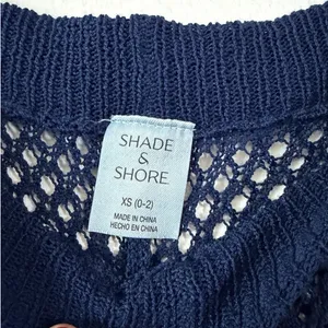 Shade & Shore Women’s XS Navy Blue Crochet Wide Leg Swim Cover Up Pants thumbnail 5
