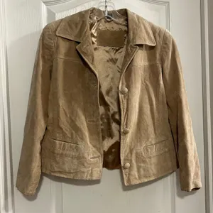 Jacqueline‎ Ferrar Suede Leather Jacket Tan Petite Small Button Front Pockets thumbnail 6